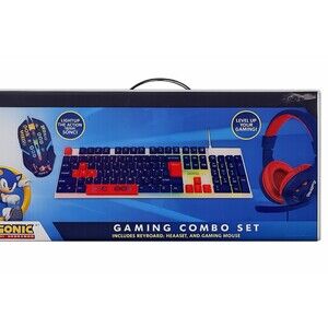Sonic The Hedgehog Gaming Keyboard Mouse Headset Combo Set RGB Sakar New